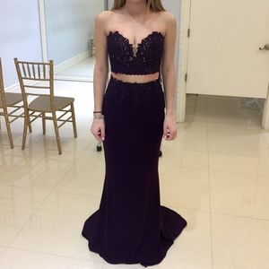 Faviana Purple Two Piece Prom Dress